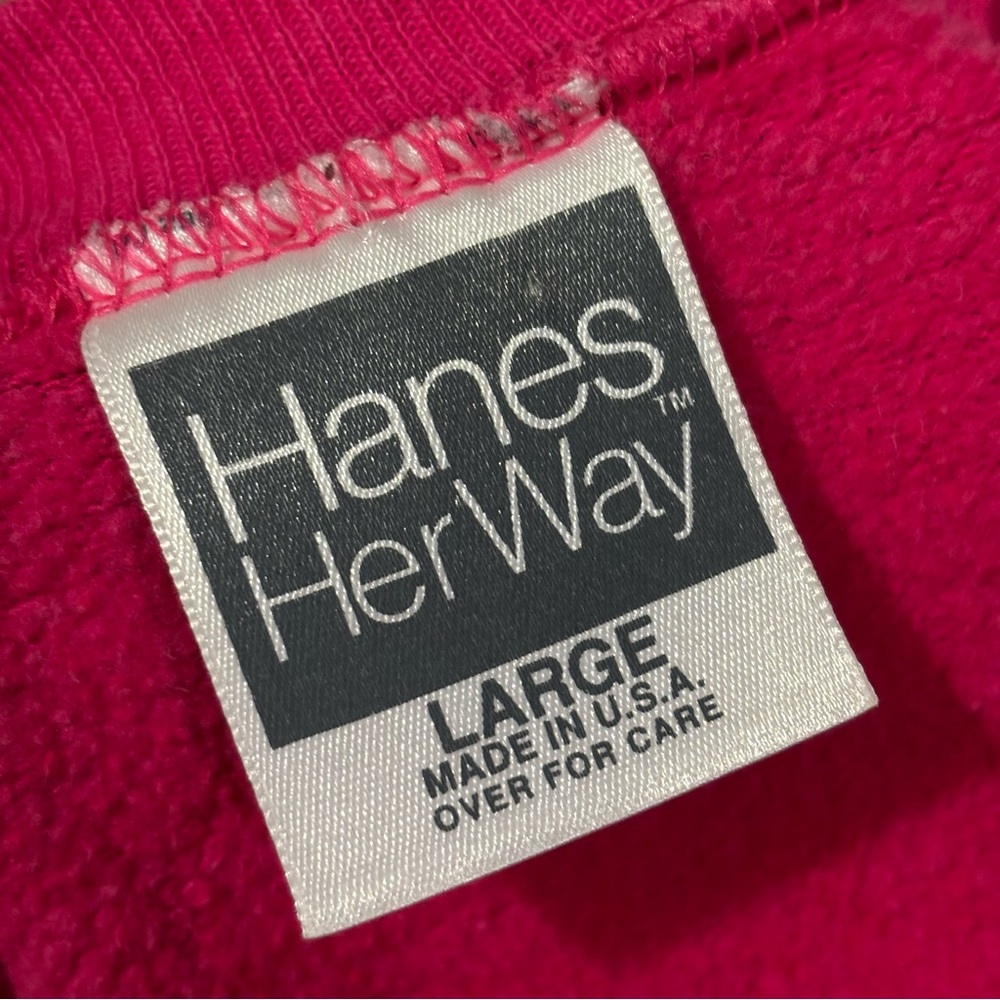 90s Vtg Pink Pullover Crewneck Sweatshirt Shredded Floral Details Size Lg - Picture 5 of 5